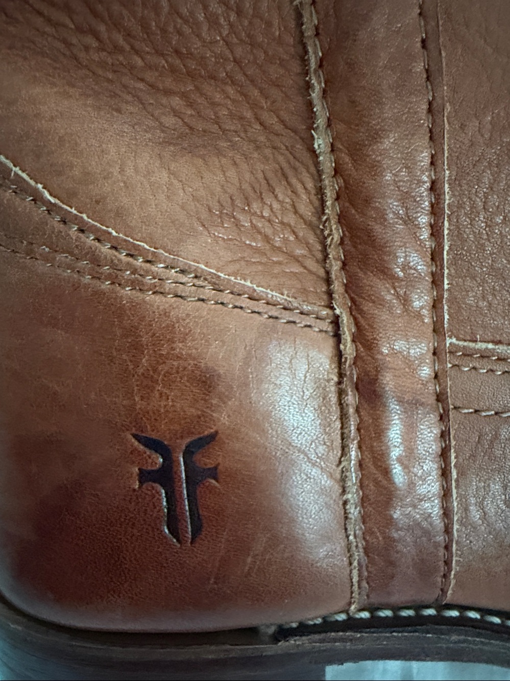 Frye Cognac Leather Mid-Calf Heeled Boots - Picture 8 of 9